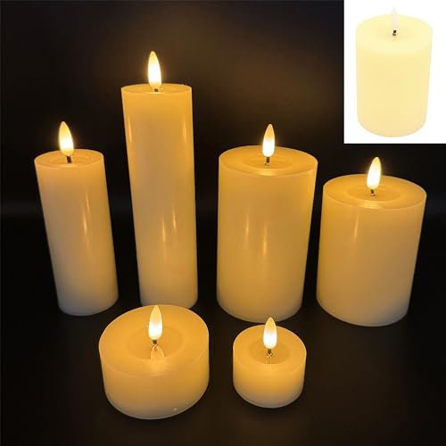 Online Fuchs 6er Set LED Kerzen aus Echtwachs mit 6 Stunden Timerfunktion und realistischer Flamme - 340 (Creme)