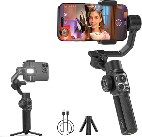 ZHIYUN Smooth-5S AI [Ufficiale] Stabilizzatore Smartphone, Handy Gimbal a 3 assi con Treppiede per Vlog, Youtube e TikTok