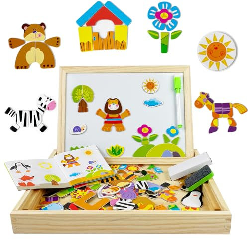 EACHHAHA Wooden Puzzle 118+ pieces,Forest Pattern,Montessori toys,Puzzle Board,Various Patterns,Freely Combine,Develop imagination,Wood Toys For Kids Up 3 Years Old