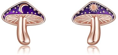 Pilz Ohrstecker Sterling Silber Sternenhimmel Pilz Ohrringe für Frauen Pilzschmuck für Frauen