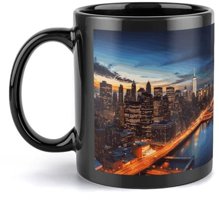 NTVOWPZO Coffee Mugs Large Coffee Mugs Ceramic Coffee Mugs New York City Scenery Mug with Handle Travel Coffee Cup Funny Mug Tea Cups with Handle for Hot Cold Beverages