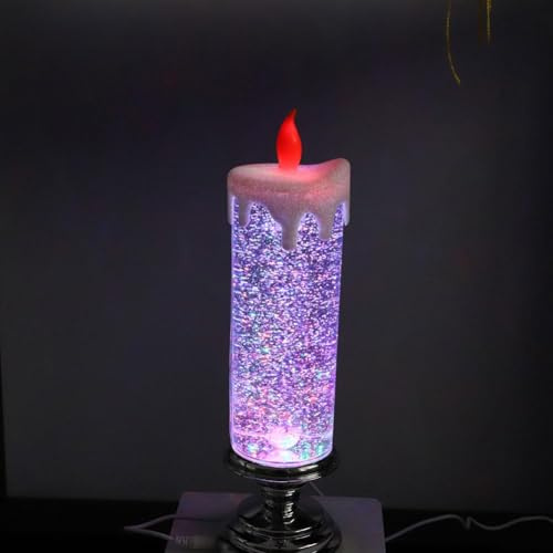 XIAOBAN Flammenlose Weihnachtskerzen, Weihnachtsmann, Schneemann, flackernde, flammenlose Kerzen, batteriebetrieben, weihnachtliche LED-Kerzen für Festivals, Geschenke, Weihnachtsdekorationen (Silber)