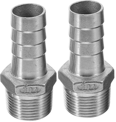 SOESFOUFU 2stücke Edelstahl Außen-gewinde Schlauchanschluss Barb Fitting Rohrverbinder Kupplung Für Gas Wasserleitung Langlebig Vielseitig Kompatibel