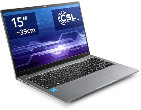 Notebook CSL R'Evolve C15 v4 Windows 11 Pro - Ultra-Slim Laptop, 15,6 Zoll Display FHD 1920x1080 IPS, Intel N150 CPU 4x3600 MHz Turbotakt, 500 GB M.2 SSD, 16 GB DDR4-RAM, USB 3.2, BT 5.1, AC WLAN