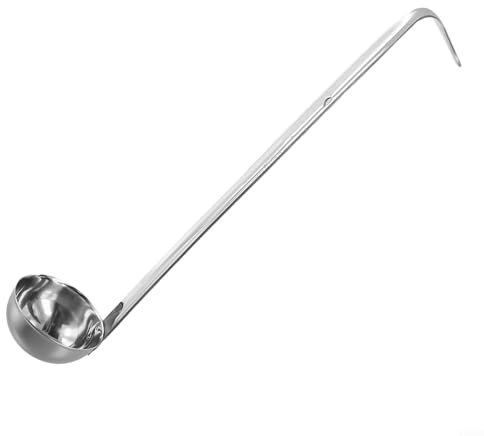 Louche à soupe à long manche, 150 ml/180 ml en acier inoxydable avec crochet, louche de service de cuisine en plusieurs tailles, 35 x 9 x 9 cm (180 ml)
