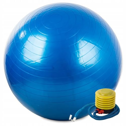 GADIRIA 65 cm Pilates Ball + Inflation Pump – Pilates Ball, Yoga Ball, Fitness – Essential Exercise Accessory for Home Gym (Blue)