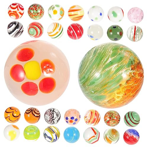 ibasenice 30 Pièces Boule de Verre Faite à la Main Jouet en marbre Billes géantes Jouets Enfants Jeux de Billes Bricolage Enfant Billes Enfant Jouets en Perles de Verre Ornements de marbres