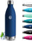 Grsta Gourde- 1l- Gourde Isotherme, Sans BPA, Gourde Inox, 24h Froid & 12h Chaud, Bouteille Isotherme, Anti Fuite, Double Vide, Bouteille d'eau pour Bureau, Voyage, Gym, Camping, Sport, Bleu Foncé