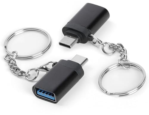 OFFCUP USB C to USB Adapter, 2 Pack USB C Male to USB A Female 3.0 OTG Adapter with Keychain, Type C Thunderbolt 4/3 Converter for iMac MacBook Pro iPhone 16 15 iPad 10 11 A16 Air 7 Galaxy S25 More