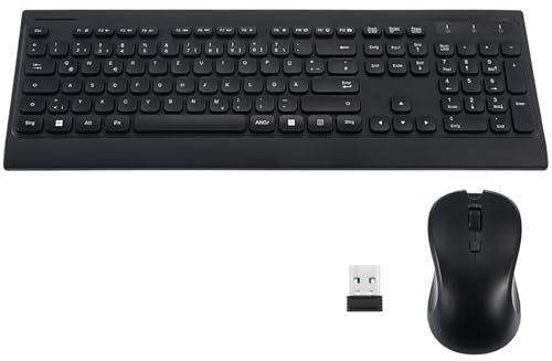 KONTONTY Clavier Souris sans Fil Ghz Silencieux Ergonomique pour Bureau avec Récepteur USB Clavier Confortable Et Souris Optique Précise Adapté Pc Et Laptop