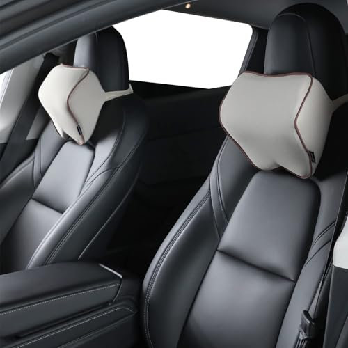 2-Pack Auto Nackenkissen für VW ID.6 2021-, Kopfkissen Auto mit Verstellbarem Gurt Komfortabel Atmungsaktiv Auto Nackenkissen Kopfstütze,Grey
