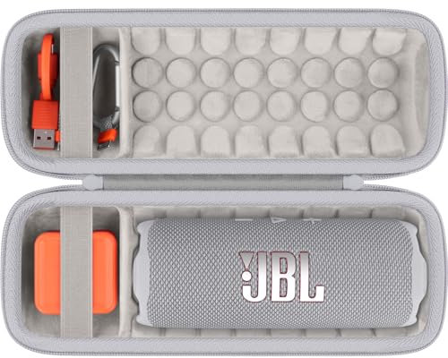 Khanka for JBL Flip 7 / Flip 6 Waterproof Portable Bluetooth Speaker Hard Travel Carrying Storage Case,Case Only (White)