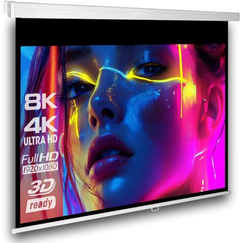 SlenderLine Professional Écran de Projection Manuel 160x160cm | 89 Pouces | Format d'image 1:1 | Largeur du BOÎTIER : 172 cm | Universel pour Home cinéma & présentation | Montage au Plafond et Mural