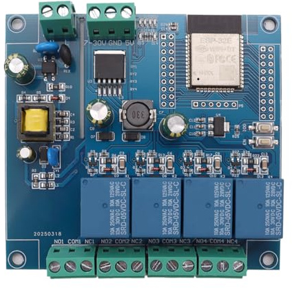 Fasizi ESP32 4-Kanal-Relaismodul Mit WiFi/Bluetooth IoT-Entwicklungsplatine AC220V/DC5-30V ESP32-WROOM-32E Programmierbare Platine Für Smart Home Automation DIY-Elektronikprojekte