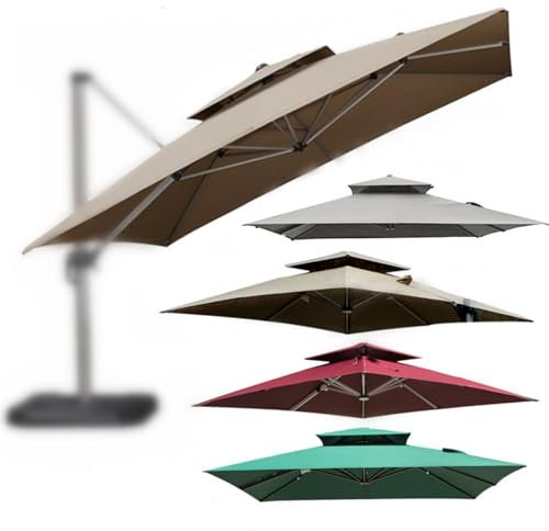 300x300cm Auvent De Rechange pour Déporté Parasol De Terrasse, Carré Toile De Rechange pour Parasol Tissu De Rechange pour Parasol De Table D'extérieur