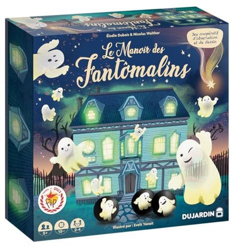 Dujardin Le Manoir des Fantômalins, Jeu de société coopératif d’Observation | Jeu familial - Développe l’esprit d’équipe et la concentration - Jeu immersif et de dessin au design unique, dès 6 Ans