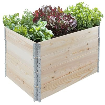 TRUTZHOLM Hochbeet aus Holz 120x80x80 cm Palettenrahmen 4-teilig stapelbar steckbar faltbar Pflanzbeet Beeteinfassung Holzrahmen Aufsatzrahmen für Europalette Garten Balkon Terrasse in Natur