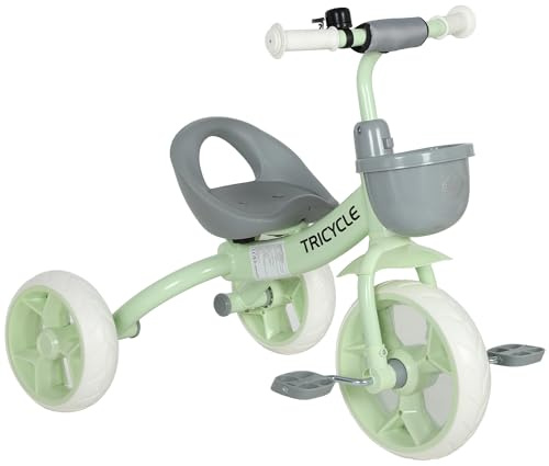 AIYAPLAY Kids Trike for Ages 2-5 Years, Toddler Tricycle with Front Basket and EVA Wheels, Indoor & Outdoor Use, for Boys and Girls, Green