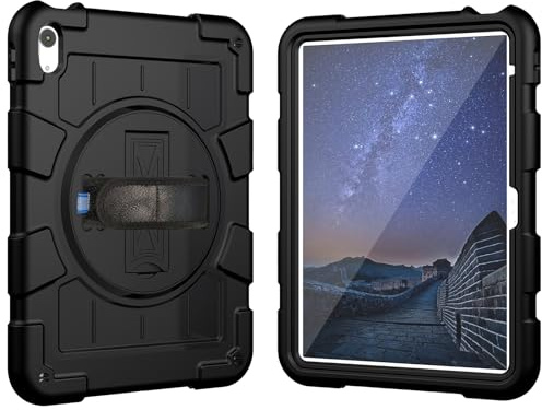 OWSIHNZBF Funda protectora híbrida antiamarilleamiento de cuerpo completo a prueba de golpes para iPad (2022)/10ª generación 2022 de 10.9 pulgadas con correa para el hombro/correa de mano giratoria de