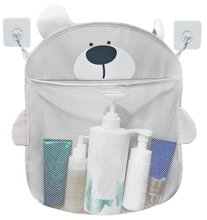 Porta giocattoli da bagno con rete porta giocattoli con ventose per vasca da bagno ad asciugatura rapida e lavabile, crea ordine in bagno per e bambini piccoli, 40 x 44 cm