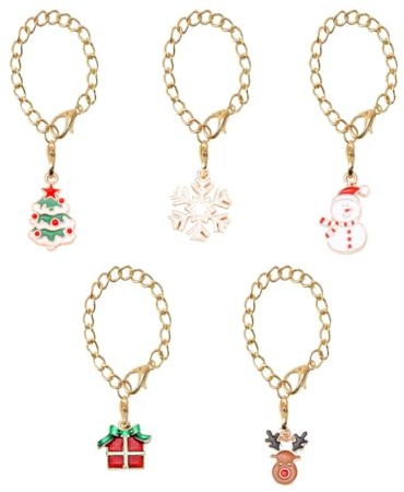 QRWT 5PCS Christmas Accessories for Stanley Cup XMAS Keychain Handle Charm for Stanley Tumbler for Women