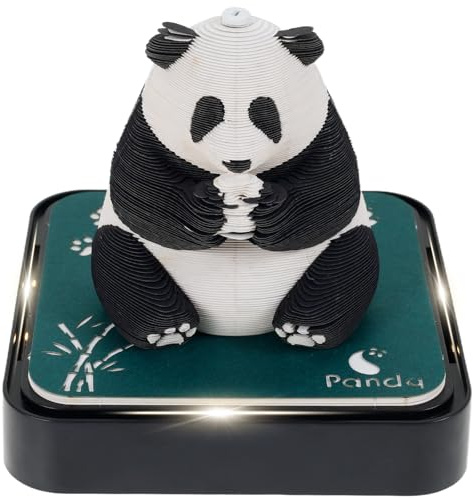 3D Kalender 2026, 3D Notizblock mit Licht, 3d Kalender zum Abreißen 2026 Kreative Kunstpapierskulpturen Tischkalender Weihnachten für Büro und Zuhause Dekoration (Panda)
