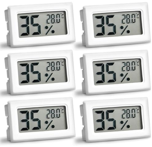 6 PCS Room Thermometer Mini Digital Room Thermometer Humidity Meter Gauge Accurate Indoor Hygrometer Large LCD Display Celsius for Home Office Greenhouse Baby Cellar Garden - Battery Included