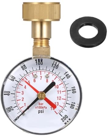 Manometer – 0–200 PSI Wasserzähler, Robuster Schlauchanschluss, Präzises, 3/4 Zoll Montagewerkzeug | Zuverlässiges Messgerät Für Rasenbewässerung, Innendusche, Garten, Haus, Außenbereich