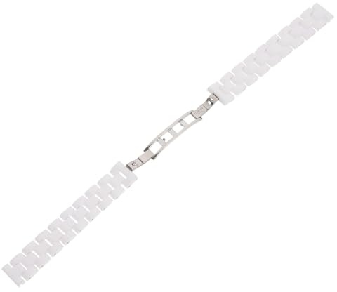 SOIMISS Keramikarmband Weiß Flach 14mm Uhrenarmband Ersatzband mit Stabilem Verschluss für Damen und Herren Uhr