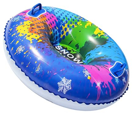 Snow Tube Portable Inflatable PVC Sledge | Durable Inflatable with 95cm Handles - for Adults Children Families and Couples Outdoor Winter Activities
