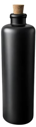 mikken Flasche 500 ml schwarz matt aus Keramik/Steingut mit Korken und Etikett made in Germany