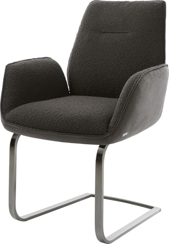 DELIFE Schwingstuhl Zoa-Flex Freischwinger flach Graphit Materialmix Schwarz Taschenfederkern