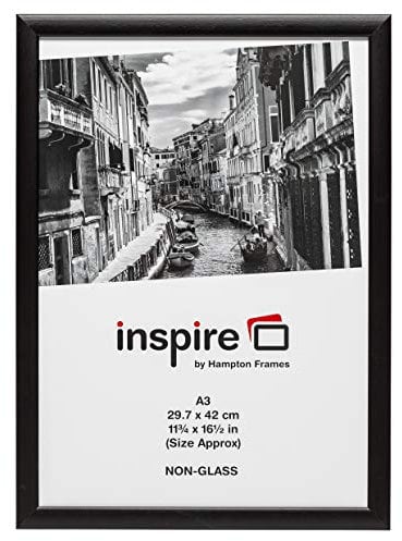 Hampton Frames BLACKWOOD A3 (30x42cm) Black Poster Frame Acrylic (Non-Glass) Front Pack of 1