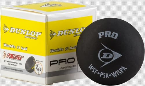 Dunlop Pro Squashball 2 gelbe Punkte, superslow 1 Ball Farbe: schwarz (black)