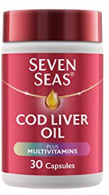 Seven Seas Cod Liver Oil Tablets, Plus Multivitamins and 110 mg Omega-3, 30 High Strength Capsules With Fish Oil, Plus Vitamin D, C, B12 & B6 and A, Folic Acid And Biotin, With EPA and DHA