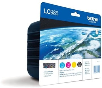 Brother LC985 Value Pack Original Tintenpatronen (für Brother DCP-125C, DCP-140W, DCP-315W, DCP-515W, MFC-J220, MFC-J265W, MFC-J410, MFC-J415W) CMYB 4 PACK Multi-pack
