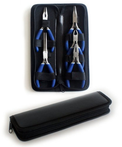 5 Piece Mini Hand Pliers Set – Combination, Bent, Needle, Long, Diagonal Nose – DIY Soldering Tool Cut Kit – Jewellery Beading Wire Create