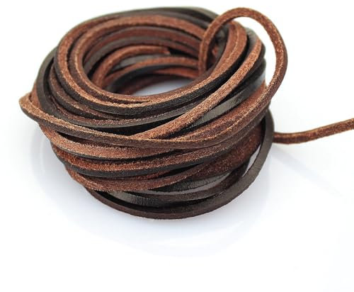 LolliBeads, laccio in vera pelle, Pelle, Flat Dark Brown_3mm_5M, 3mm 5yard