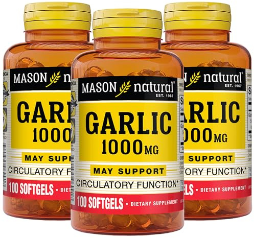 MASON NATURAL Garlic Oil 300 Day Supply Softgels, Supports Normal Circulatory Function, 3 Pack