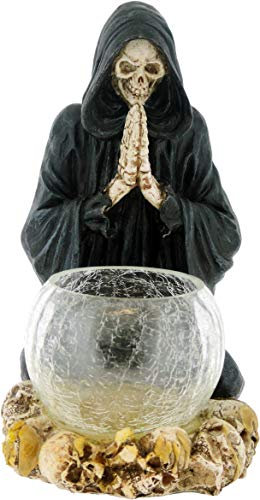 Nemesis Now Teelichthalter mit Gebetskerze, 24 cm, Schwarz