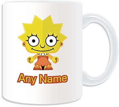 Cadeau personnalisé – Fille – Mug Design (famille Simpsons thème, blanc) – N'importe Quel Nom/Message sur votre mug unique – Lisa