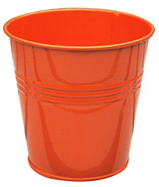 spring life 10.5CM METAL TIN FLOWER POT PLANTER PEN HOLDER CONTAINER (Orange)