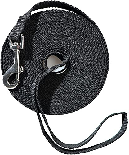 Justzon Lange Hundeleine, Laufleine, Zugleine, Trainingsleine für kleine, mittelgroße und große Hunde, Hundetrainingsleine für den Außenbereich, Gehorsamkeitstraining oder Camping, 9,4 m, Schwarz