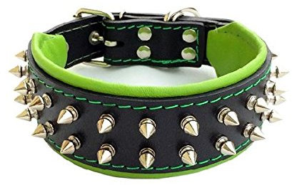Bestia Frenchie Hundehalsband mit Schraubspitzen, Echtleder, gepolstert