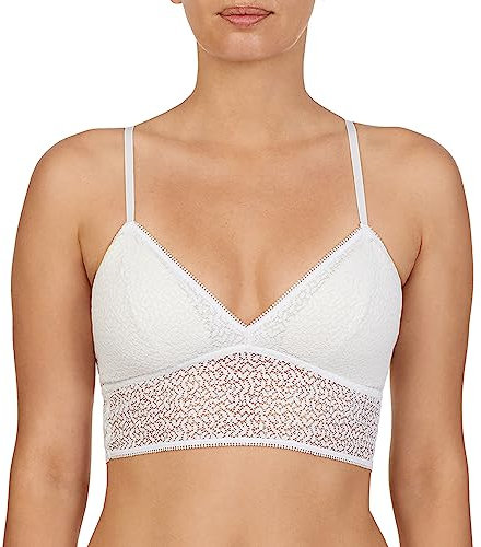DKNY Damen Modern Lace Racerback Longline Bralette BH, Popeline Weiß, Large