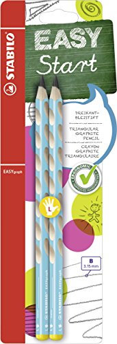 STABILO - Ergonomischer Dreikant-Bleistift für Linkshänder - EASYgraph in blau - 2er Pack - Härtegrad B