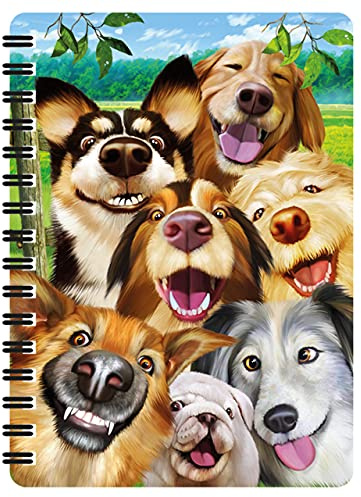 3D LiveLife Jotter - Hund Selfie från Deluxebase. Linskulär 3D Hund A6 Spiralbok med vanligt återvunnet papper. Konstverk licensierat från den kända konstnären Michael Searle.