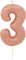 Anniversary House Metallic Rose Gold Glitter Candle, Number 3, 3rd Birthday Cake Topper, 7 Centimeters, AHC50/3