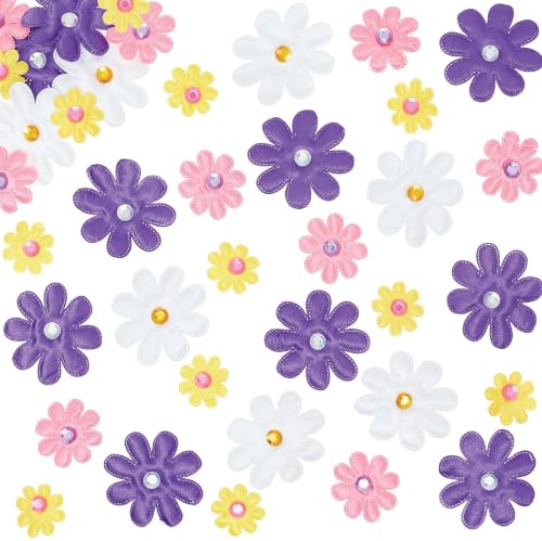 Baker Ross E8826 selbstklebende Blumenaufkleber aus Satin, für Kinder zum Dekorieren im Bereich Kunst und Handwerk (60 Stück)