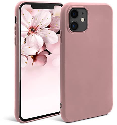 Moozy Minimalist Series Silicone Case for iPhone 11, Rose Beige - Matte Finish Lightweight Mobile Phone Case Ultra Slim Soft Protective TPU Cover with Matte Surface